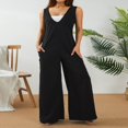 thumbnail image 2 of Combinaison en Coton Sans Manches pour Femmes Pantalon Large Ample Combinaison en Lin Grande Taille, 2 of 6