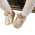 thumbnail image 4 of Baby Girls Mary Jane Flats with Bowknot Soft Sole Cute Non-Slip Toddler Infant First Walker Princess Dress Shoes (0-18 Months) Gold S, 4 of 6
