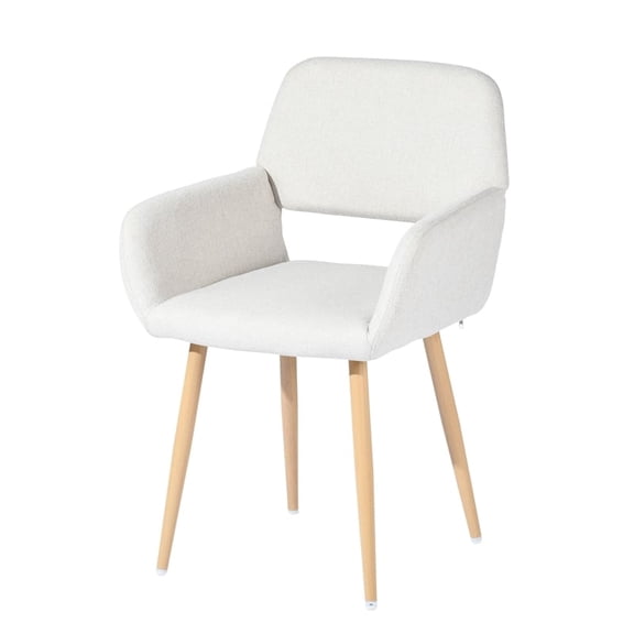 Homy Casa 16" Upholstered Fabric Dining Chairs with Armrests in Beige (Set of 6)