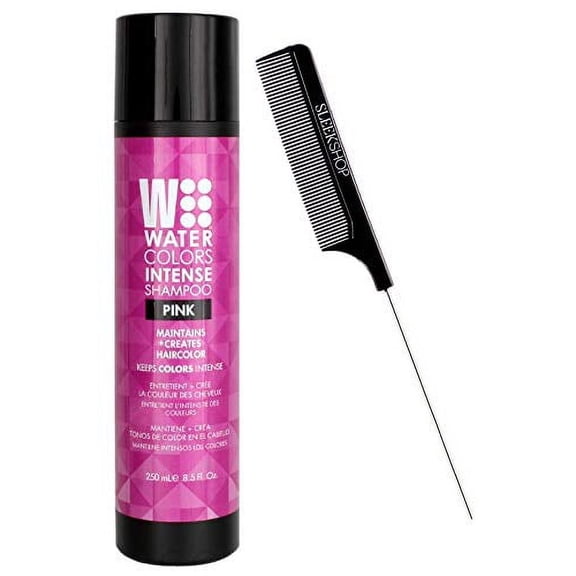 Watercolors by Tressa INTENSE Color Depositing Sulfate-Free Shampoo, Haircolor (w/ Sleek Comb) Water Colors Hair Dye Maintenance Wash (Intense Pink - 8.5 oz) (PACK OF 3)