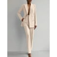 thumbnail image 2 of Women 2 Piece Outfits Double Breasted Blazer and Straight Leg Work Pants Casual Dressy Business Suits Apricot XL, 2 of 3