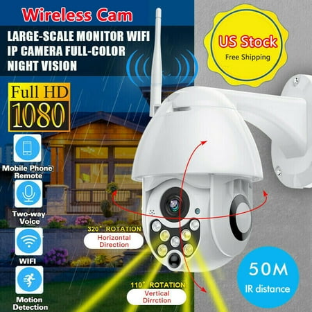 - Wireless HD 1080p IP Security Camera PTZ Waterproof Wi-Fi FHD 2.0MP Dome 360 Outdoor