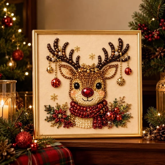 Stijggn Christmas Diamond Art Painting Kit Santa Claus Table Top Diamond Painting, Marry Christmas Diamond Art Painting Desktop Kits, Special Shaped Crystal Desk Placement Ornament for Home Office