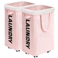 thumbnail image 1 of Cestas de lavandería Goodpick Pink con ruedas, paquete de 2 unidades, 75 l, 75 x 30 x 63 cm, 1 of 8