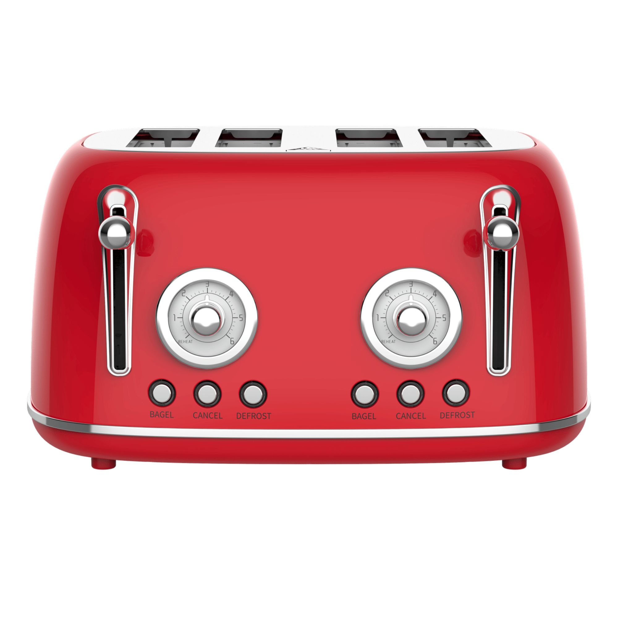 Retro 4-Slice Toaster with Extra Wide Slots, Stainless Steel Red