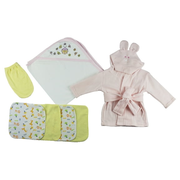 7-Piece Pink and White Layette Bath Set for Newborn, 8"