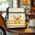 thumbnail image 3 of HELLHERO Multiple Zipper Pockets Shoulder Bag for Travel Daily, PU Leather Spacious Women's Shoulder Crossbody Purse, Golden Butterfly Floral Stripe, 3 of 7