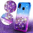 thumbnail image 3 of Liquid Glitter Case for Galaxy Note 10 Plus Cover w/ Screen Protector Shock Proof Bling Waterfall Diamond for Girls Women Cases for Galaxy Note 10 Plus Case - Purple/Blue, 3 of 5