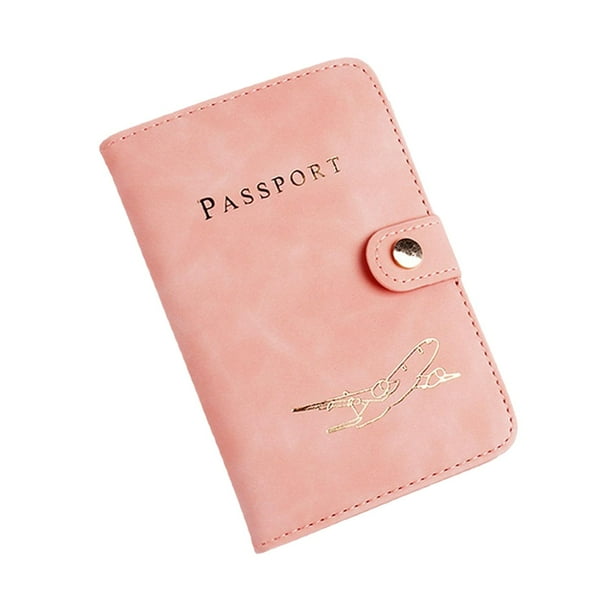 Funda para pasaporte de piel sintética, tarjetero, organizador de documentos de moda para pasaporte rosa