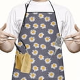 thumbnail image 2 of Gray Daisy Flower Pattern Apron-Garden Aprons for Women with Pockets-Cotton Linen Waterproof Kitchen Cooking Gardening Aprons Adjustable for Kitchen,Cooking,BBQ and Salon 33x27 Inch, 2 of 6