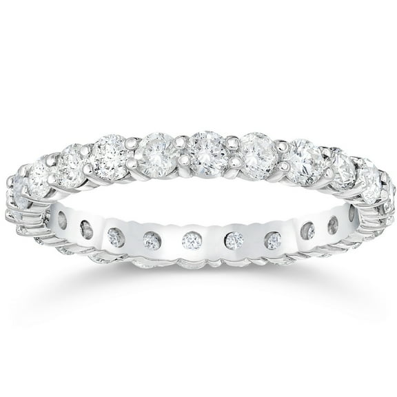 Pompeii Certified 1 1/2Ct Diamond Eternity Ring Stackable 14k White Gold Band Lab Grown