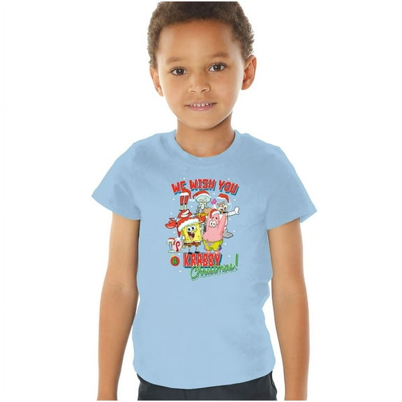 Spongebob Crabby Christmas Kids T Shirt for Youth Toddler Boys and Girls