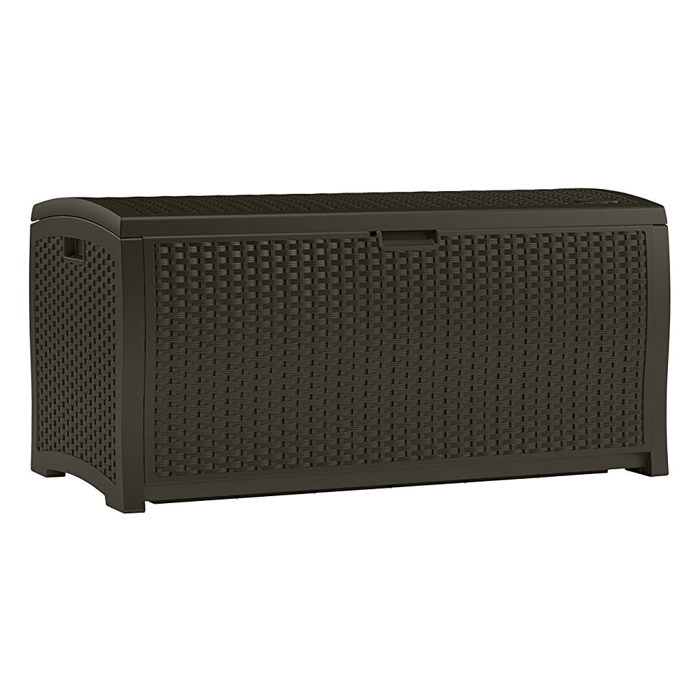 Suncast DBW9200 Mocha Wicker Resin Deck Box, 99-Gallon by