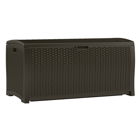 Suncast DBW9200 Mocha Wicker Resin Deck Box, 99-Gallon