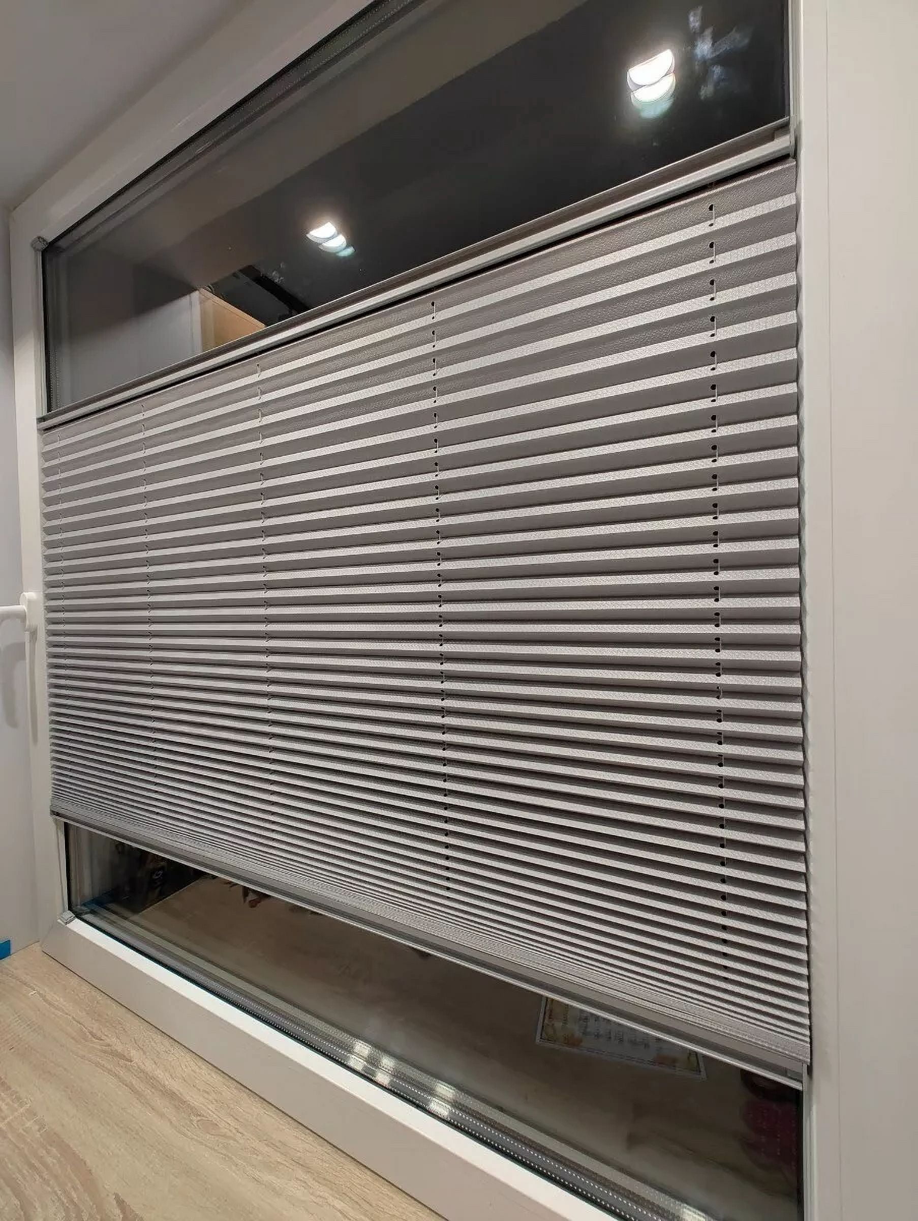 Naza Home Gray Pleated Blinds Drapes High Shading Accordion Style Window Treatments in Caravan