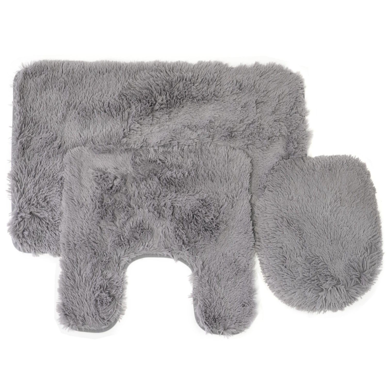 Fluff 3 Piece Faux Fur Bathroom Rug, Contour and Lid Cover Set