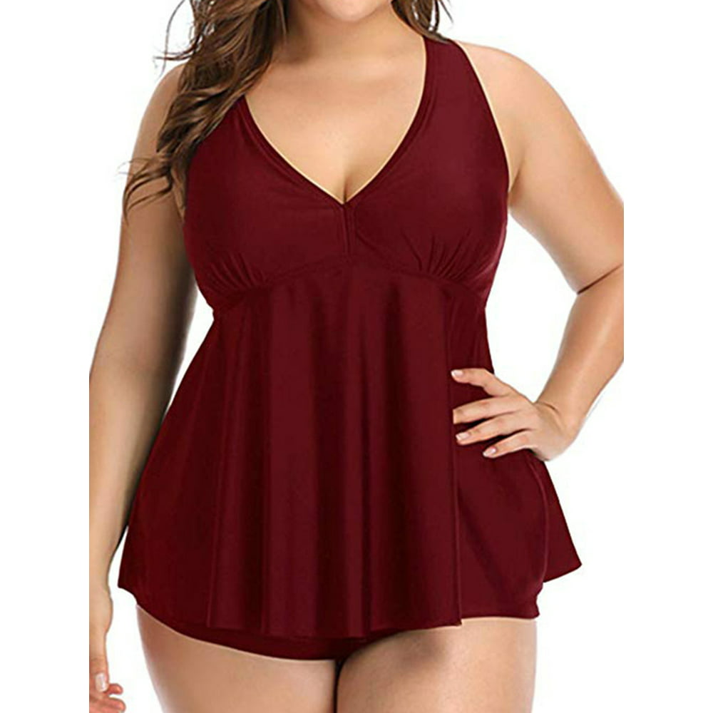 Csndyce Plus Size Swimsuits For Women Two Piece Tankini Sets Tummy
