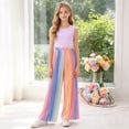 thumbnail image 4 of Wxirdiow Summer Clothes for Teens Girl's 2 Piece Cute Summer Boho Outfits Rainbow OutfitCrop Top and Wide Leg Pants Sets Purple Size,7-8 Years, 4 of 5