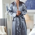 thumbnail image 2 of Nnhblu Gray Men’s Satin Robe Lightweight, Men's Lace-up Bathrobes Male Casual Loungewear, 2 of 4