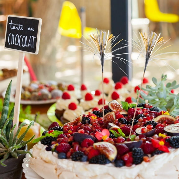 MLINS Silver Plastic Cake Toppers with Fruit Picks for Decoration Perfect for Party and Birthday Celebrations 100pcs