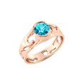 thumbnail image 2 of 1 CT Blue Topaz Ring 14K Rose Gold Unique Solitaire Designer, 2 of 7