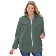 Woman Within Women's Plus Size Berber Button-front Jacket Color: Pine Size: 24