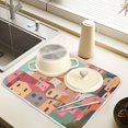 thumbnail image 2 of Yayeee Dish Drying Mat for Kitchen Counter 18" x 24" Microfiber Super Absorbent Coffee Decorative Pad, Cityscape Painting, 2 of 9
