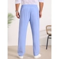 thumbnail image 3 of DARING DIVA Men's Beach Pants Drawstring Waist Breathable Summer Linen Pants 28 Light Blue, 3 of 6