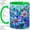 Green, variant on Blue Bloom Coffee Mug, Stained Glass Floral Art, Calm Daily Sips for Tea