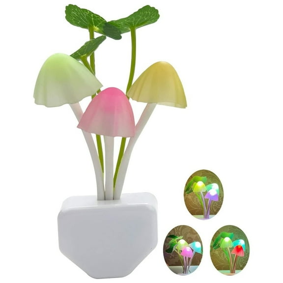 LED Night Light,Smart Sensor Plug-in Night Light,Color Changing Mushroom Flower Wall Lamp for Kids,Cute NightLight for Bedroom,Bathroom,Stairs,Kitchen,Home Decor Light
