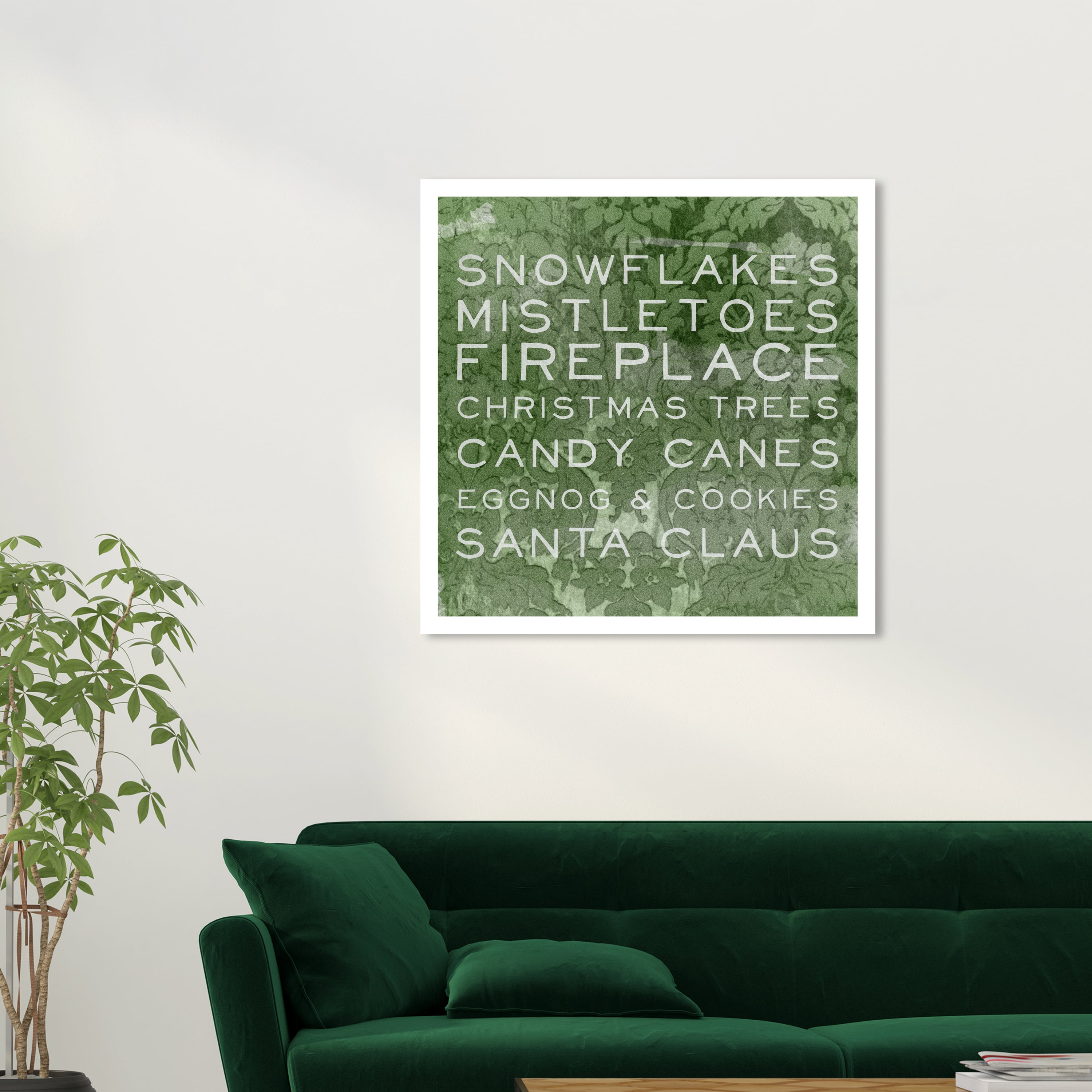 Wynwood Studio Prints Christmas List Holiday and Seasonal Holidays Wall Art Canvas Print Green Dark Green 30x30