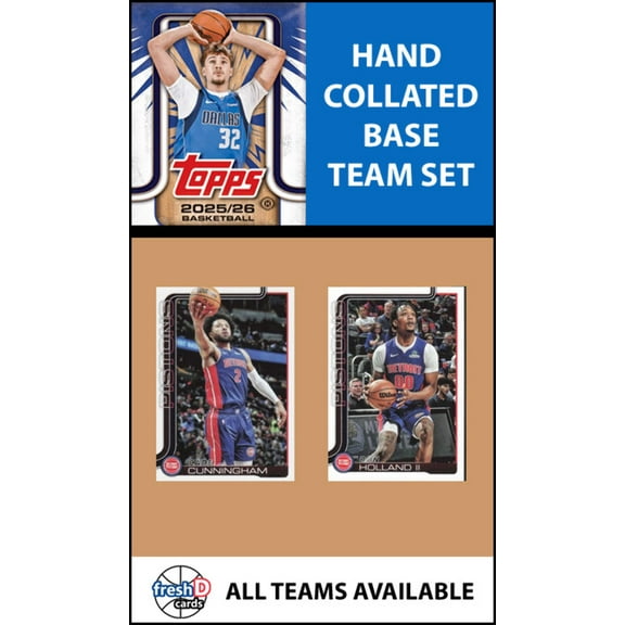 2025-26 Topps Flagship Team Set Detroit Pistons Cade Cunningham