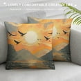 thumbnail image 3 of Autua Sunset Birds Mountains Graphic Decorative Cushion Throw Pillow Cover for Home Couch Living Room Bed Sofa Short Plush All Year Use Printed on Both Sides 1PC 20x20in, 3 of 5