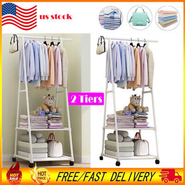 Rolling Garment Laundry Rack Clothes Rack On Wheels Clothes Storage
