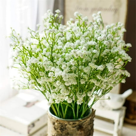 - 2Pcs Artificial Baby Breath Gypsophila Flower Bridal Bouquet Fake Plant Flowers Wedding Party Decor Gift Home Living Room Bedroom Dining Room Table Garden Decoration