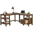 thumbnail image 4 of Sauder Trestle Engineered Wood L-Shaped Desk in Vintage Oak Finish, 4 of 14