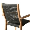 thumbnail image 3 of Madsen Outdoor Eucalyptus Wood and Charcoal Rope Dining Chairs with Gray Teak Finish - Set of 2, 3 of 7