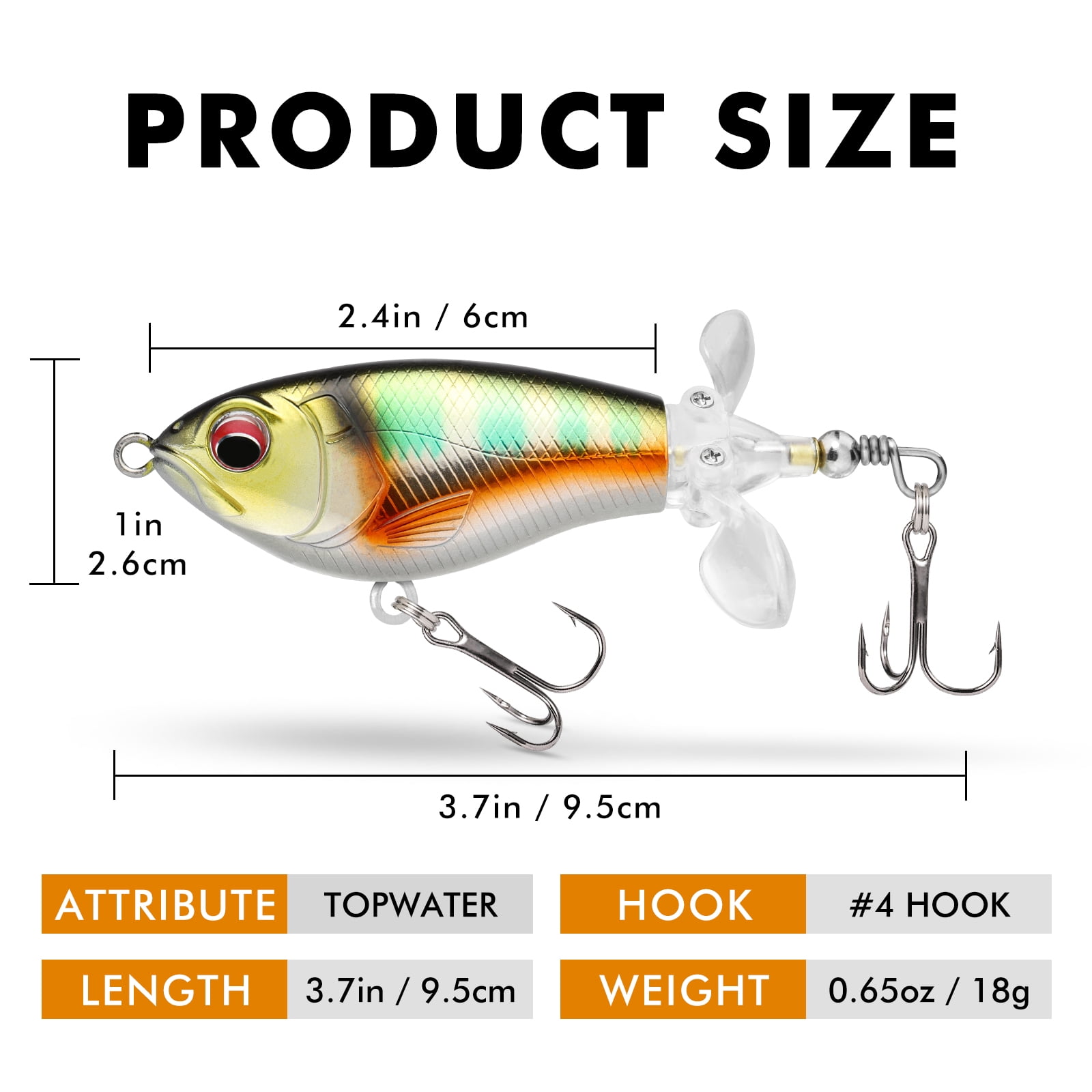 TRUSCEND Popobait Fishing Lures with BKK Hooks, Easy Catch: Instant Startup, Longer Cast, Balanced Spray/Sound/Swim, Topwater Plopper Bait for Bass, Walleye, Catfish, Pike, Great for Family Fishing