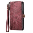 thumbnail image 2 of Funda de cuero con hebilla lateral y cremallera geométrica para Samsung Galaxy S23 Ultra 5g (rosa), 2 of 5