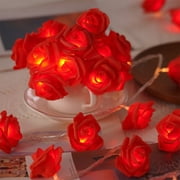 pstuiky Led Rose String Lights 10 Flower Lights Battery Powered Flashing & Steady Modes Flexible Wire for Bedroom Wedding Party Decor Romantic Indoor Decorative Lighting