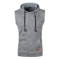 thumbnail image 3 of Raenseen Men Workout Hooded Hoodies Sleeveless Gym Workout Tank Tops with Pocket Bodybuilding Muscle Gray XL, 3 of 7
