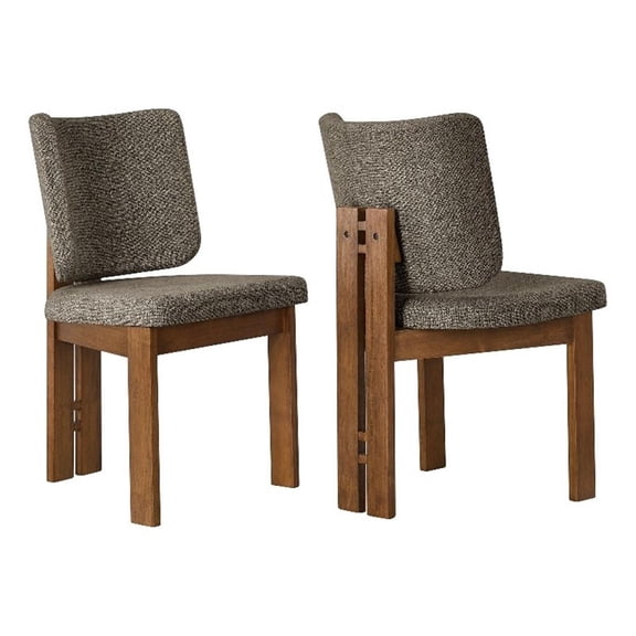 Maklaine Armless Upholstered Dining Chairs Set Of 2 in Taupe