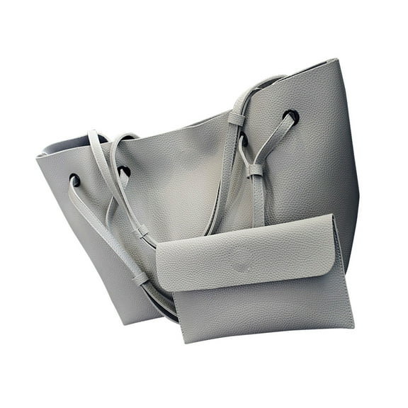 ORDDIART Women Bags Handbags Retro Pu Leather Tote Bag Large Casual Light Grey 1Set