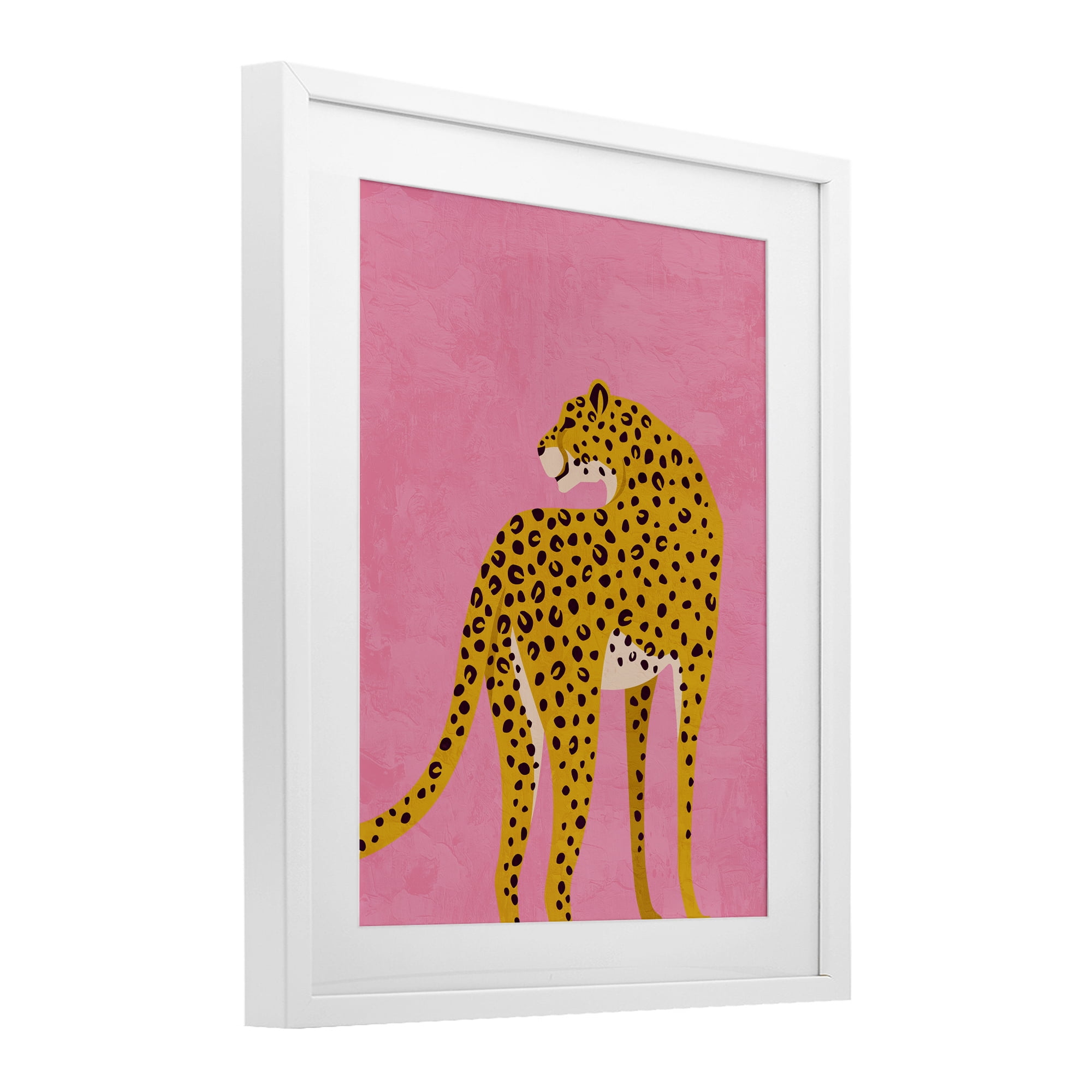 Stupell Industries Leopard on Pink Serenade White Framed Print Under Glass, design by Kim Allen