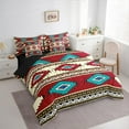 thumbnail image 3 of jejeloiu Ancient Bohemian Aztec 7pcs Bedding Comforter Set,Boho Exotic Style Queen Bedding Sets,Red Beige Cyan Queen Sheet Sets For Men Women,Breathable Home Decor Reversible, 3 of 8