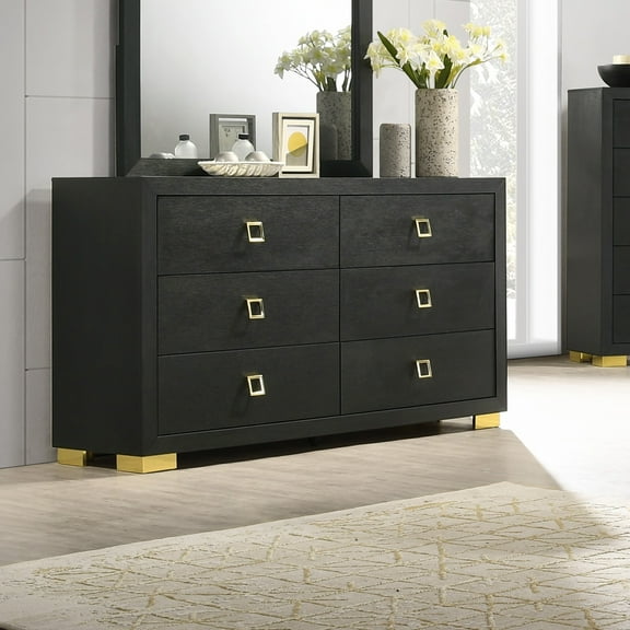 Furniture of America Winit Adult Modern 6-Drawer Dresser, Black