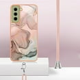 thumbnail image 4 of Case for Samsung Galaxy S21 FE, Adjustable Detachable Crossbody Strap Neck Strap Silicone Bumper Marble Painted TPU Ultra Thin Shockproof Protective Phone Case Cover for Galaxy S21 FE, Rosegold, 4 of 7