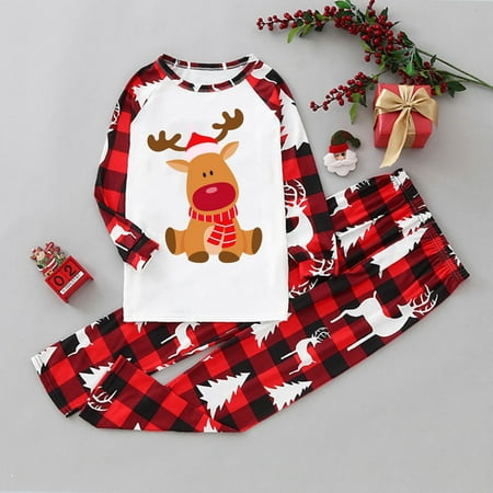 

Christmas Kinds Matching Family Pajamas Sets Christmas PJ s With Print And Plaid Printed Long Sleeve Tee And Bottom Loungewear