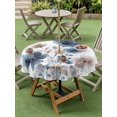 thumbnail image 4 of Outdoor Tablecloth with Umbrella Hole for Patio/Picnic/Party/Camping, Navy Blue Floral Waterproof Table Cloth Round Cover Washable, Watercolor Flowers Farmhouse (Dia 54"), 4 of 8