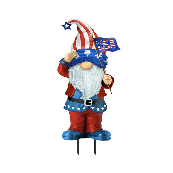 Patriotic Gnome Summer 4th of July Metal Art 32.5" x 14" Briarwood Lane